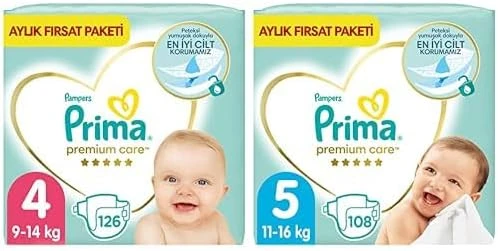 Bebek Bezi Care 4 Beden 126 Adet Maxi Aylık Fırsat Paketi & Bebek Bezi Care 5 Beden 108 Adet Junior Aylık Fırsat Paketi ürün görseli 1