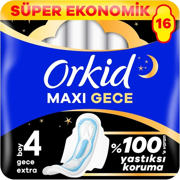 Orkid Maxi Secure Gece Hijyenik Pedleri (Boy 4) 16 Adet Hijyenik Ped ürün görseli 1