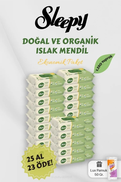 Sleepy Organik Islak Mendil 25 Al 23 Öde Hediyeli ürün görseli 1
