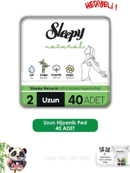 Sleepy Hassas Hijyenik Ped Uzun 40 Adet Ped Rosie ürün görseli 1