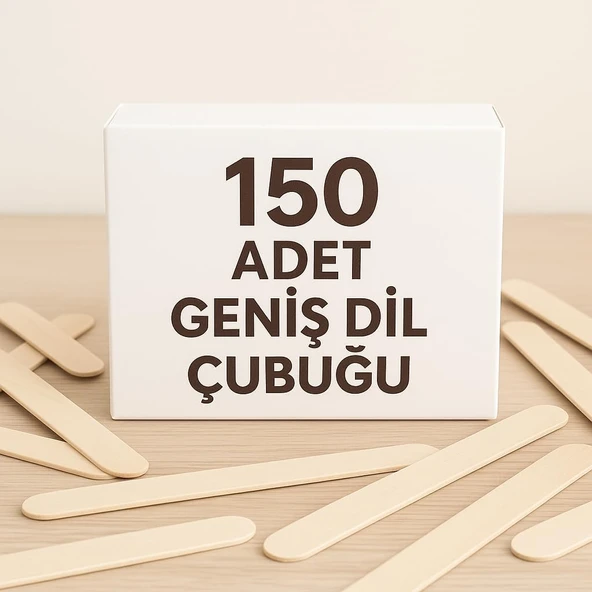 150 Adet Ahşap Büyük Geniş Dil Çubuğu Abeslang Dondurma Dil Basma Ağda Çubuğu ürün görseli 1