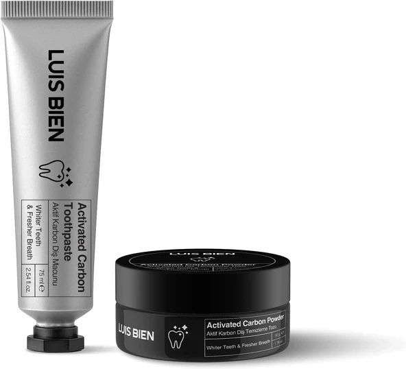 Luis Bien Beyazlatıcı Set-Doğal Aktif Karbon Macunu 75 Ml+ Aktif Karbon Beyazlatma Tozu 50 Gr ürün görseli 1