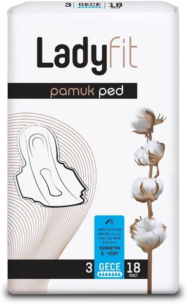 Ladyfit Pamuk Süper Gece 18'Li Vegan Ped ürün görseli 1