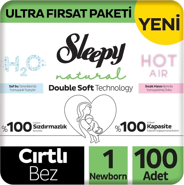 Sleepy Double Fırsat Paketi Bebek Bezi 1 Numara Newborn 100 Adet ürün görseli 1