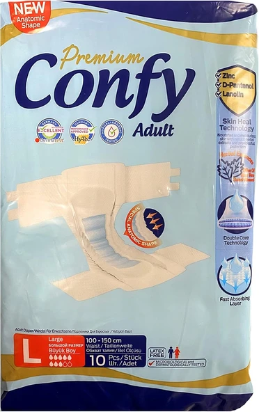 Confy Adult Yetişkin Bezi Large Beden L (1 X 10 Adet) ürün görseli 1