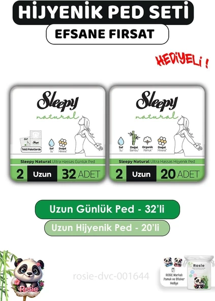 Sleepy Hijyenik Ped Uzun 20'Li Günlük Ped Uzun 32'Li Rosie ürün görseli 1