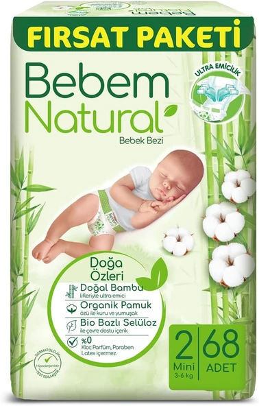 Bebem Bebek Bezi Mini 2 Beden Fırsat Paketi 68 Adet ürün görseli 1