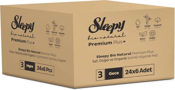 Sleepy Bio Hijyenik Ped Gece 6X24 Ped (144 Adet) ürün görseli 1