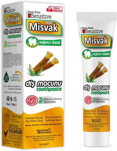 Bybars Mi̇svak Di̇ş Macunu Doğal Mi̇svak Ağaci Özlü 75Ml(120Gr) Yanında Bambu Fırçası ürün görseli 1