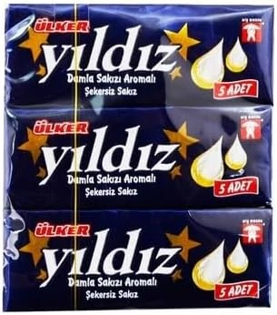 Ülker Yıldız Damla Sakızı Aromalı Şekersiz Stick, 7 Gr, 3'Lü Paket ürün görseli 1