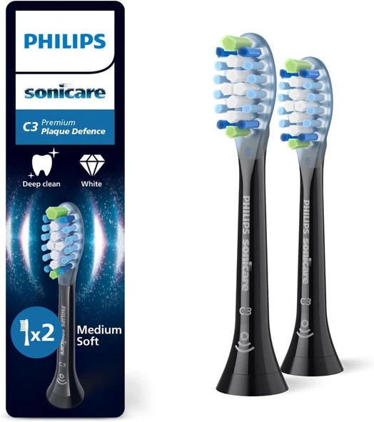 Sonicare Plaque Defence Yedek Başlık, 10 Kat Daha Fazla Plak Temizliği, Yumuşak Fırça Başlığı, 2’Li Paket, Siyah, Hx9042/88 ürün görseli 1