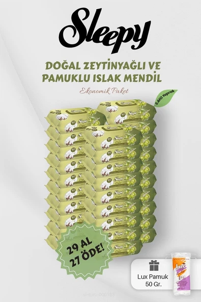 Sleepy 90' Lı Zeytinyağlı Pamuklu Bebek Mendili 29 Al 27 Öde Hediyeli ürün görseli 1