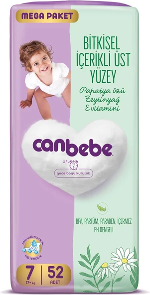 Canbebe Bebek Bezi 7 Beden (17+ Kg) 52 Adet ürün görseli 1