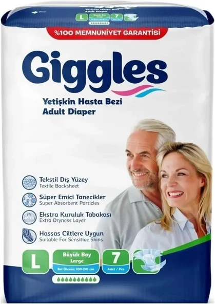 Giggles Yetişkin Bel Bağlamalı Hasta Bezi Large 7'Li 1 Paket 7 Adet ürün görseli 1