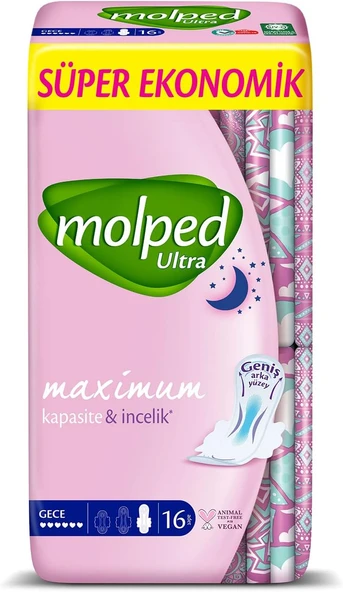 Molped Hijyenik Ped Anatomik Gece Süper Ekonomik 16 Adet ürün görseli 1