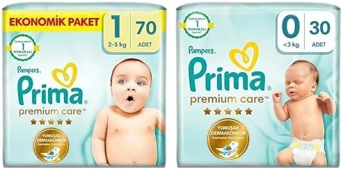 Bebek Bezi Care 1 Beden 70 Adet Yenidoğan Paket & Bebek Bezi Care 0 Beden 30 Adet Prematüre Tekli Paket ürün görseli 1