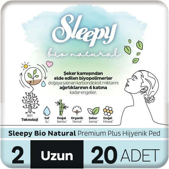 Sleepy Bio Hijyenik Ped Uzun 20 Adet Ped ürün görseli 1