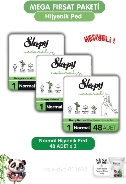 Sleepy Hassas Hijyenik Ped Normal 144 Adet Ped Rosie ürün görseli 1
