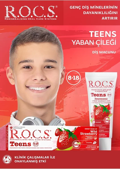R.O.C.S. Teen 8-18 Yaş Yaban Çileği Tadında Macunu 1 Paket(1 X 74 G) ürün görseli 1