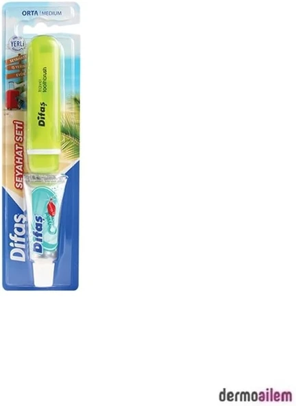 Difaş Seyahat Seti (Iç Içe Geçebilen Fırçası + 15 Ml Macunu/Orta Sert) ürün görseli 1