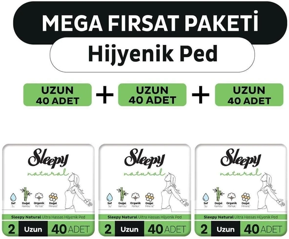 Hassas Hijyenik Ped Mega Fırsat Paketi Uzun 120 Adet ürün görseli 1