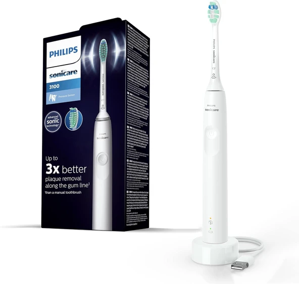 Sonicare 3100 Sonic Şarjlı Fırçası, 3 Kat Daha Fazla Plak Temizliği, Basınç Sensörü, 14 Gün Şarj Ömrü, Smarttimer Quadpacer Özellikli, Hx3671/13 ürün görseli 1