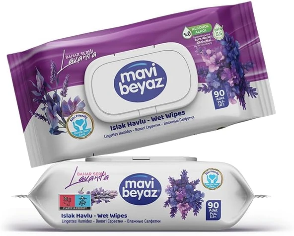 Beyaz Islak Havlu Çiçek Seri Lavanta 90 Lı ürün görseli 1