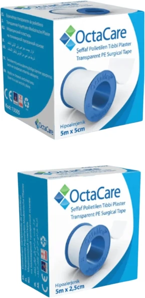 Bybars Octacare Şeffaf Polietilen Flaster - 5M X 5 Cm 2,5 Cm X 5 Mtr 2 Li Set ürün görseli 1