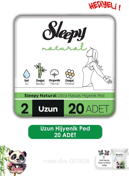 Sleepy Hassas Hijyenik Ped Uzun 20 Adet Ped Rosie ürün görseli 1