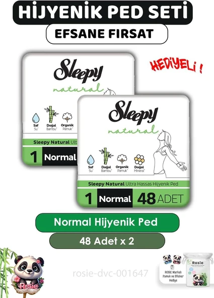 Sleepy Hassas Hijyenik Ped Normal 96 Adet Ped Rosie ürün görseli 1