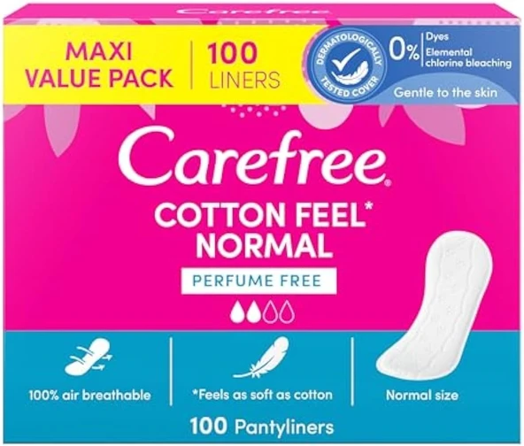 Carefree Normal Cotton Parfümsüz 100'Lü Günlük Ped ürün görseli 1