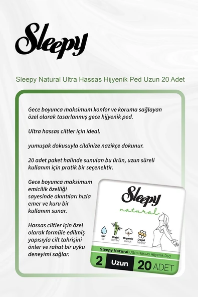 Sleepy Hassas Hijyenik Ped Uzun 20 Adet 5 Al 4 Öde Rosie Pamuk ürün görseli 1