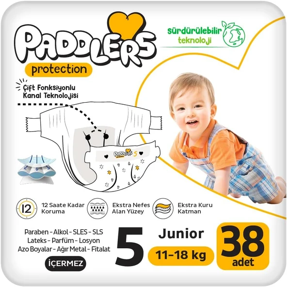 Paddlers Protection Bebek Bezi 5 Numara Junior (11-18 Kg) 38 Adet – Paket, Maksimum Koruma ürün görseli 1