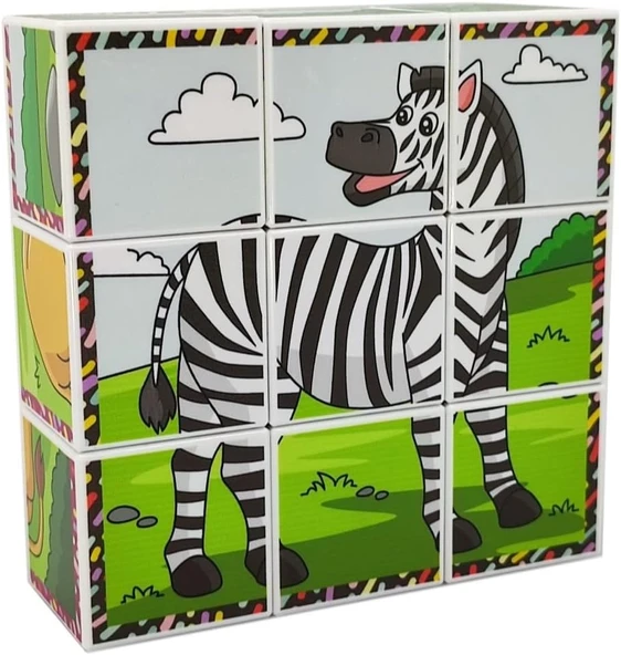 Küpss Safari Hayvanları 3D Manyetik Puzzle (9 Mıknatıslı Küp 6 Yapboz) ürün görseli 1