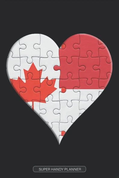 Planner: Canadian Indonesian Flag United Heart Jigsaw Puzzle Flags Of Canada Indonesia ürün görseli 1