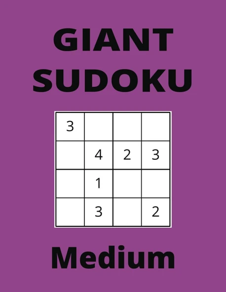 Independently Published Giant Medium Purple Sudoku Book, 4X4 Puzzles, 50 Pages, 8.5X11 ürün görseli 1
