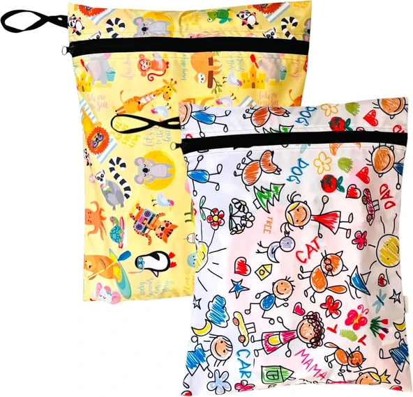 Yorni 2 Adet, 36 X 30 Cm Summer Desen, Sıvı Geçirmeyen Çok Amaçlı Çanta, Ekonomik Set, Yıkanabilir, Fermuarlı Askılı ürün görseli 1
