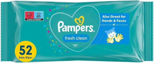 Pampers Fresh & Clean Islak Bebek Mendili, 1 Paket, 52 Islak Mendil ürün görseli 1