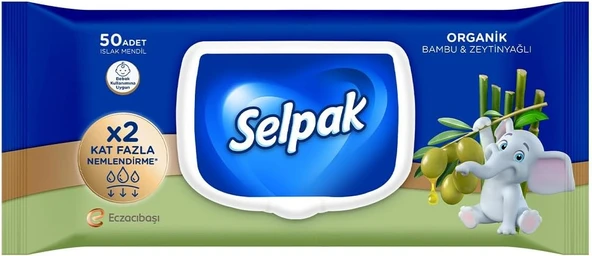 Selpak Organik Bambu Zeytinyağlı Islak Mendil 1X50 ürün görseli 1