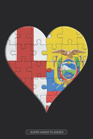 Planner: English Ecuadorian Flag United Heart Jigsaw Puzzle Flags Of England Ecuador ürün görseli 1