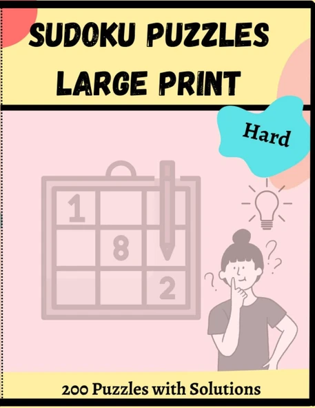 Independently Published 2023 Sudoku Puzzles For Adults: 200 Large Print Hard Level Sudoku Puzzles With Solutions: Fun Activity For All, Easy On Eyes, One Puzzle Per Page, Good For Relaxation ürün görseli 1