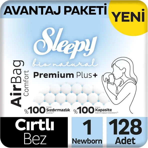 Sleepy Bio Airbag Avantaj Paketi Bebek Bezi 1 Numara Newborn 128 Adet ürün görseli 1