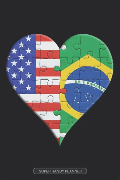 Planner: American Brazilian Flag United Heart Jigsaw Puzzle Flags Of America Brazil ürün görseli 1