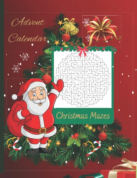 Independently Published Advent Calendar Christmas Mazes: Activity Book For All Ages - Count Down For Christmas - 24 Mazes To Solve - Mazes Puzzle With Solution -Large Size ürün görseli 1