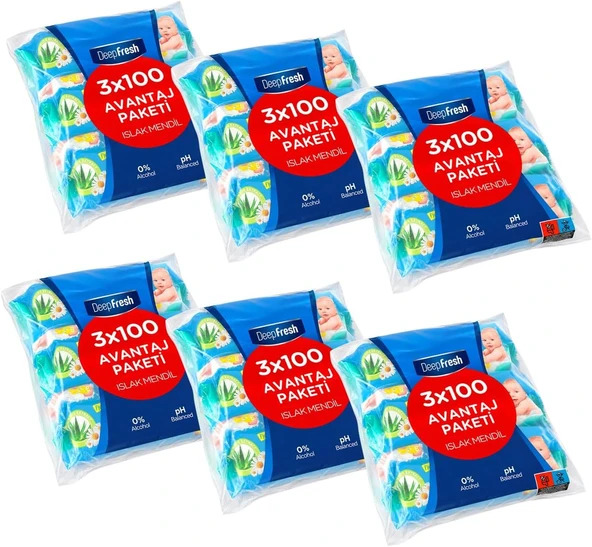 Deep Fresh Islak Mendil 3X100 Lü X 6 Adet (1800 Yaprak) ürün görseli 1