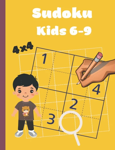 Sudoku Kids: Sudoku For Kids 50 Puzzles 4X4 Size 8.5X 11 Pages 105 Educational Game ürün görseli 1