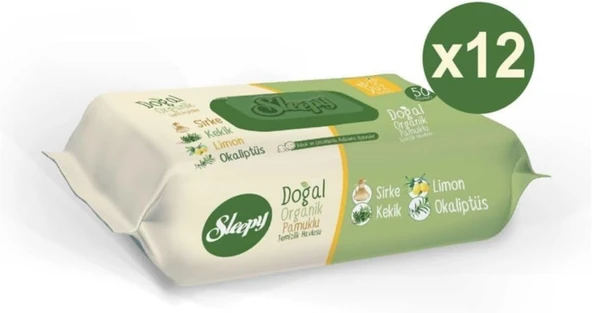 Sleepy Doğal Organik Pamuklu Temizlik Havlusu 50 Li 12 Paket 600 Kullanım ürün görseli 1