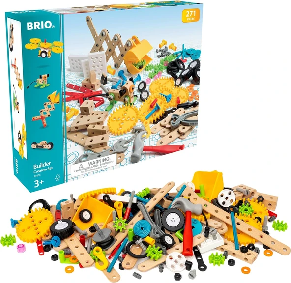 Brio Builder - 34606 Builder Anaokulu Seti, 271 Parça | 3 Yaşından Büyük Çocuklar Için 271 Parçalı Öğrenme Yapı Oyuncağı ürün görseli 1