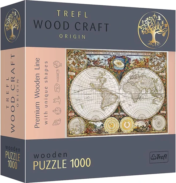 Trefl - Woodcraft 1000 Element, Ahşap El Sanatları, Düzensiz Şekiller, 100 Seyahat Karakteri, Premium, Kendin Yap, Yetişkinler Çocuklar İçin 12 Yaşındaki Bulmaca, Antik Dünyanın Renkli Hari ürün görseli 1