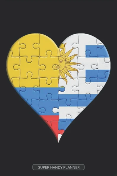 Planner: Colombian Uraguyan Flag Combined To Heart Jigsaw Puzzle Flags Of Colombia Uruguay ürün görseli 1